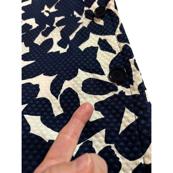 Vintage GIVENCHY 80s Blue White Floral Dress Button Detail Made In France - Picture 9 of 11